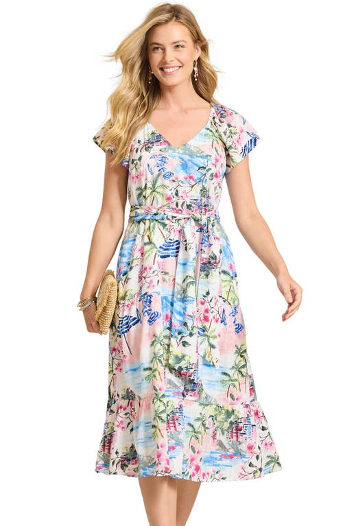 Tommy Bahama Paradise Shores Cotton Blend Midi Dress In Multi