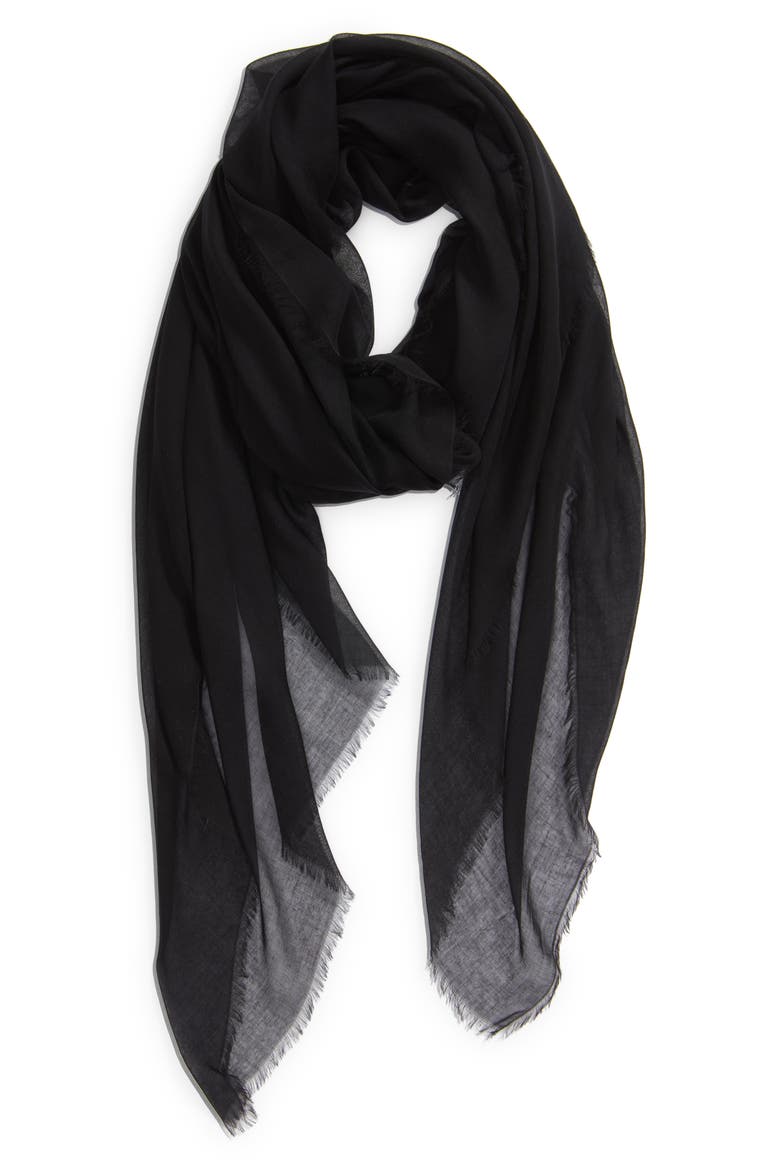 Modal & Silk Scarf, Alternate, color, BLACK