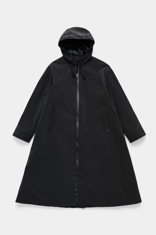 Stutterheim Mosebacke Long Matte Winter Coat In Black