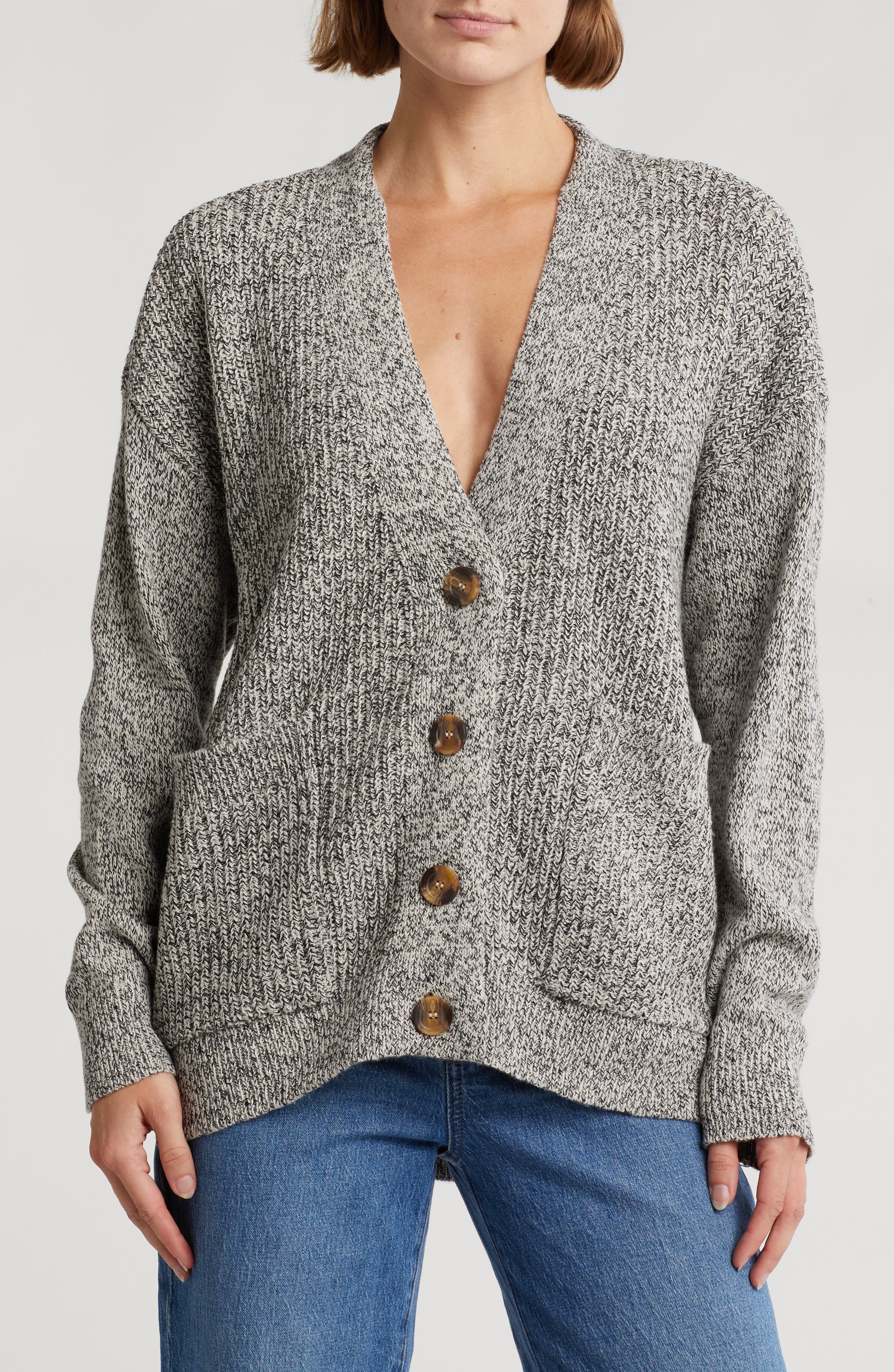 Suede Elbow Patch Cardigan (Women) | Nordstrom