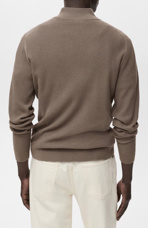 Mango Rib Quarter Zip Sweater In Brown