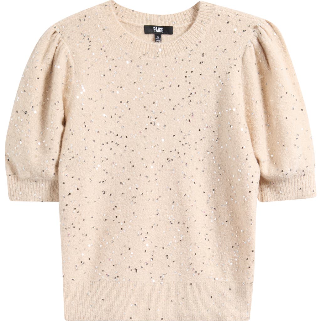 Paige Gladiolus Sequin Embellished Crewneck Sweater In Neutral