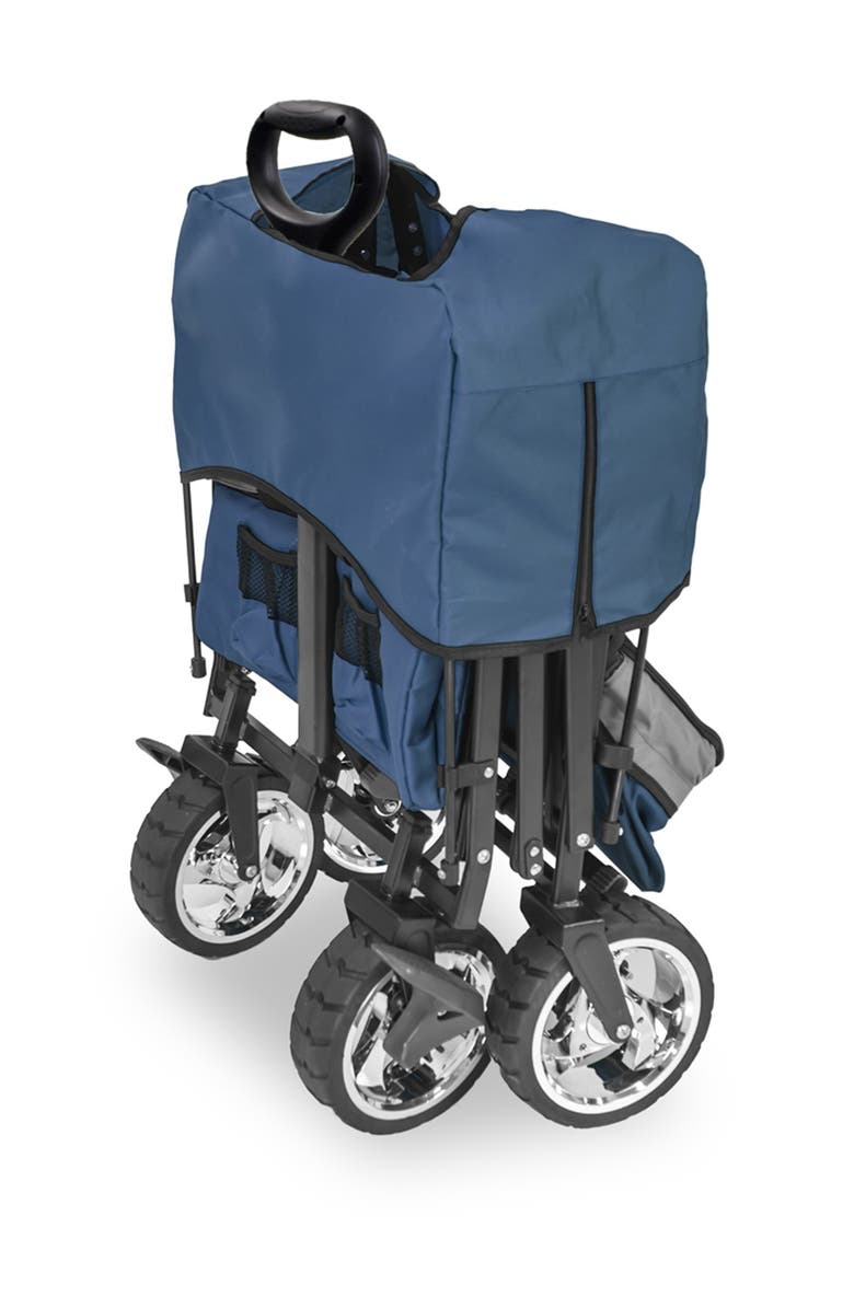 WonderFold Push & Pull Outdoor Folding Wagon with Canopy - Blue, Alternate, color, Navy