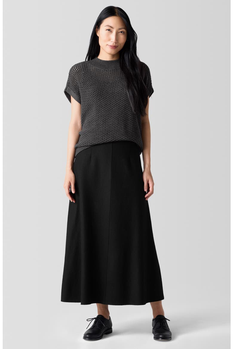 Felted Wool Jersey A-Line Skirt, Alternate, color, BLACK