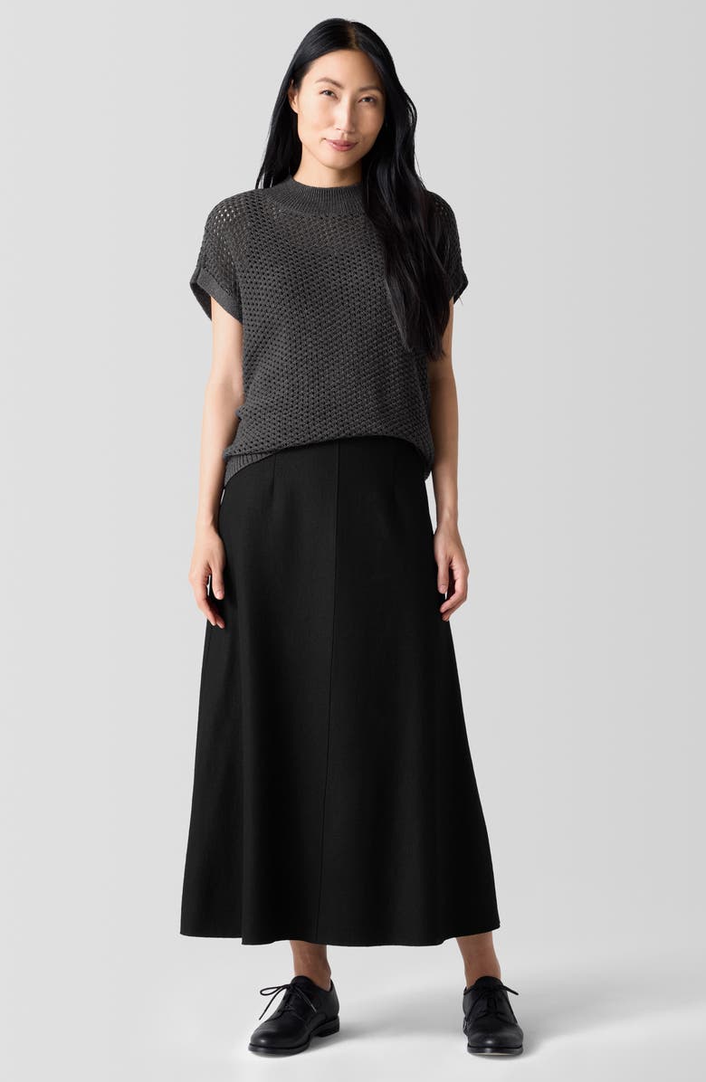 Eileen Fisher Felted Wool Jersey A-Line Skirt, Alternate, color, Black