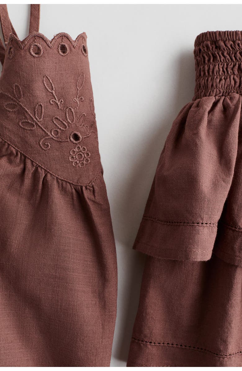H&M 2-piece Embroidered Cotton Set, Alternate, color, Brown