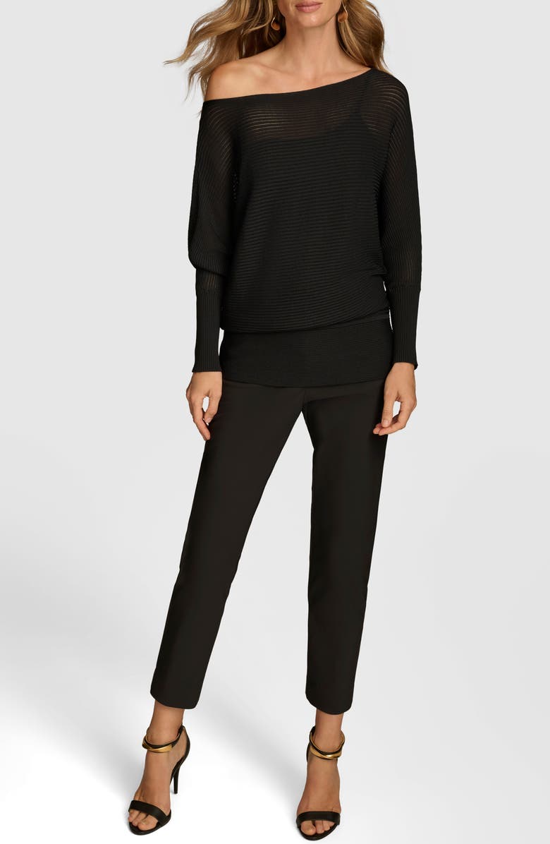 Donna Karan New York Ribbed One-Shoulder Sweater, Alternate, color, 