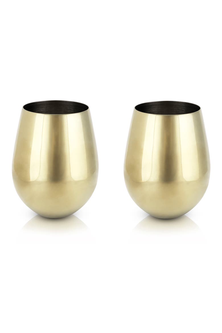 Stemless Wine Glasses Set of 2, Main, color, GOLD