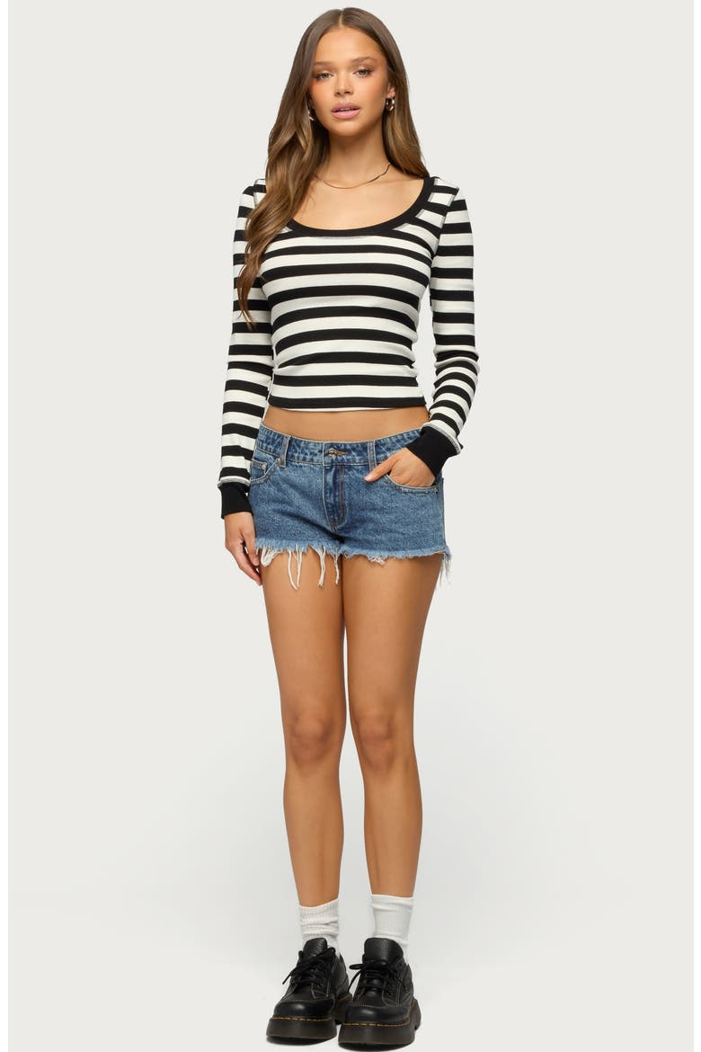 Rainey Stripe Scoop Neck Long Sleeve Top, Alternate, color, BLACK-AND-WHITE
