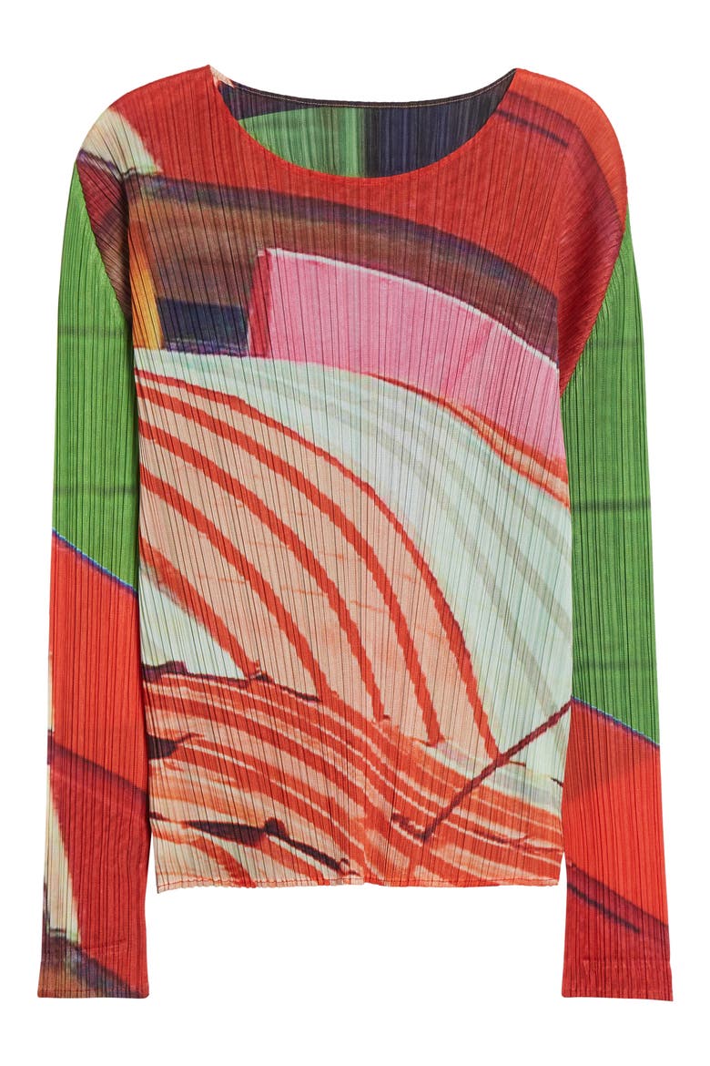 City Collage Pleated Top, Alternate, color, RED X GREEN