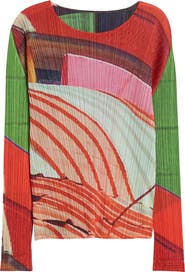 Pleats Please Issey Miyake City Collage Pleated Top