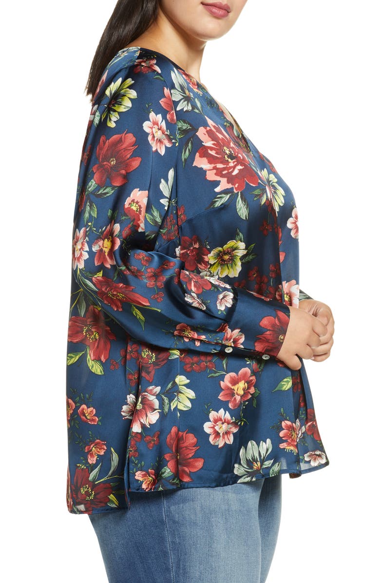 DR2 by Daniel Rainn Daniel Rainn Floral Satin Blouse, Alternate, color, 