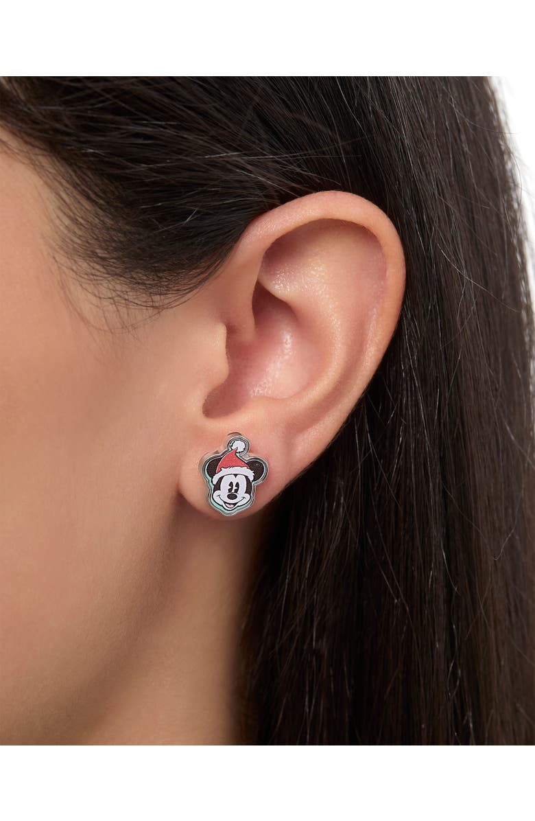 Disney Mickey and Minnie Mouse Holiday Stud Earring Set, Mickey Santa, Peppermint Minnie and Gift Box, Alternate, color, Red, Green