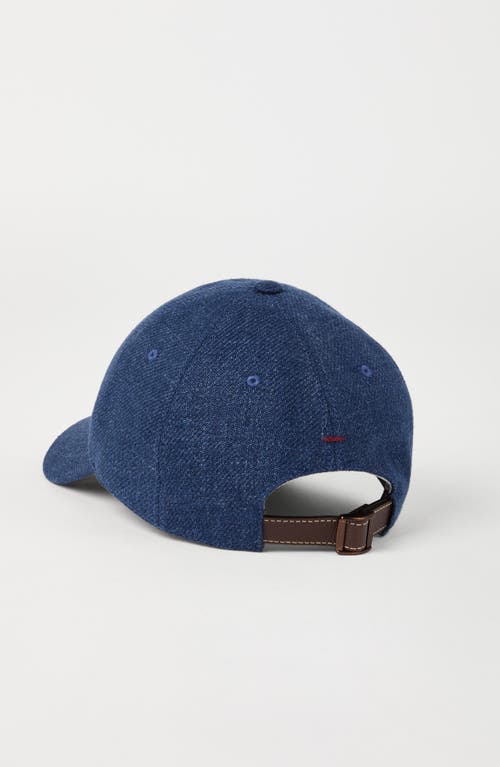 Brunello Cucinelli Diagonal Twill Baseball Cap In Indigo