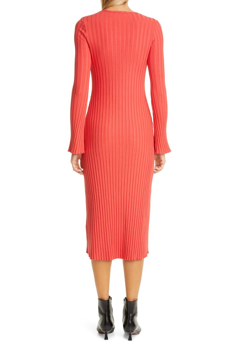 RIB by Simon Miller Wells Long Sleeve Midi Dress, Alternate, color, RETRO RED