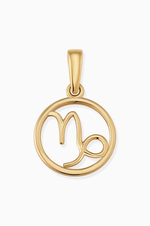 14K Yellow Gold Zodiac Pendant Charm