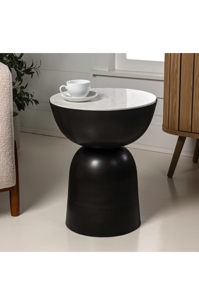 JONATHAN Y Atarah 20" Contemporary Natural Marble/Metal Handmade Hourglass End Table, Alternate, color, 