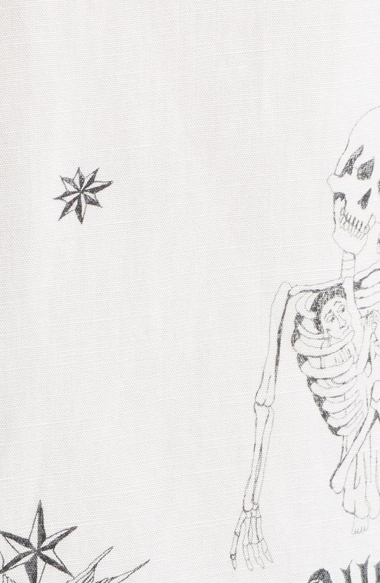 AllSaints Terra Print Short Sleeve Button-Up Shirt, Alternate, color, Ecru