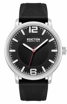 Kenneth Cole Reaction Classic Black Silicone Strap Watch, 44mm