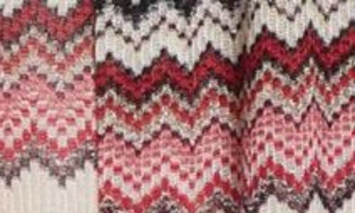 Shop Missoni Zigzag Stripe Metallic Cardigan In Pink/beige Multi