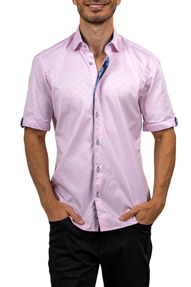 Galileo Ascension 0077 Contemporary Fit Short Sleeve Button-Up Shirt, Alternate, color, PINK