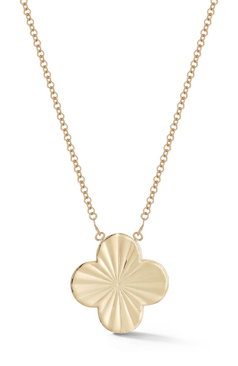 Ember Fine Jewelry 14K Gold Clover Pendant Necklace, Main, color, Gold
