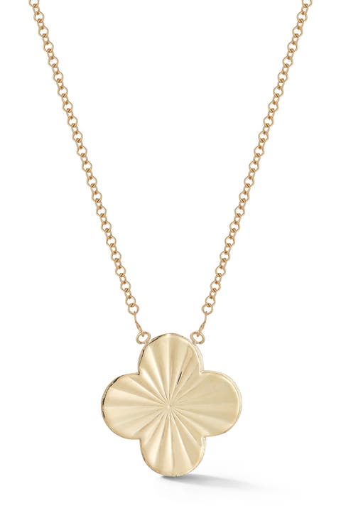 14K Gold Clover Pendant Necklace