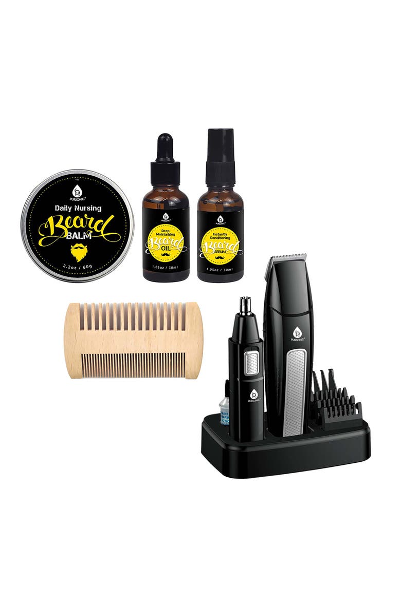 Mario Lopez Grooming Essentials Bundle with 10-Piece Trimming Kit & 4-Piece Beard Care Set, Main, color, Black