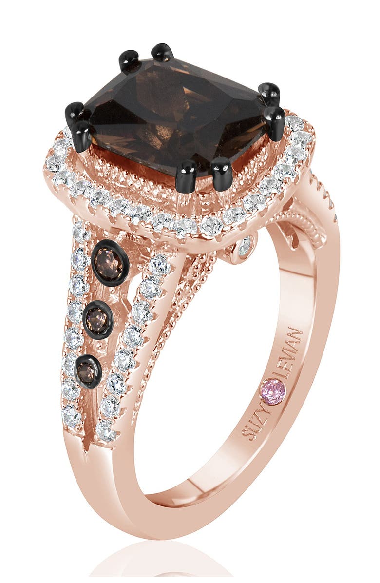 SUZY LEVIAN Two-Tone Chocolate & White CZ Ring, Alternate, color, 