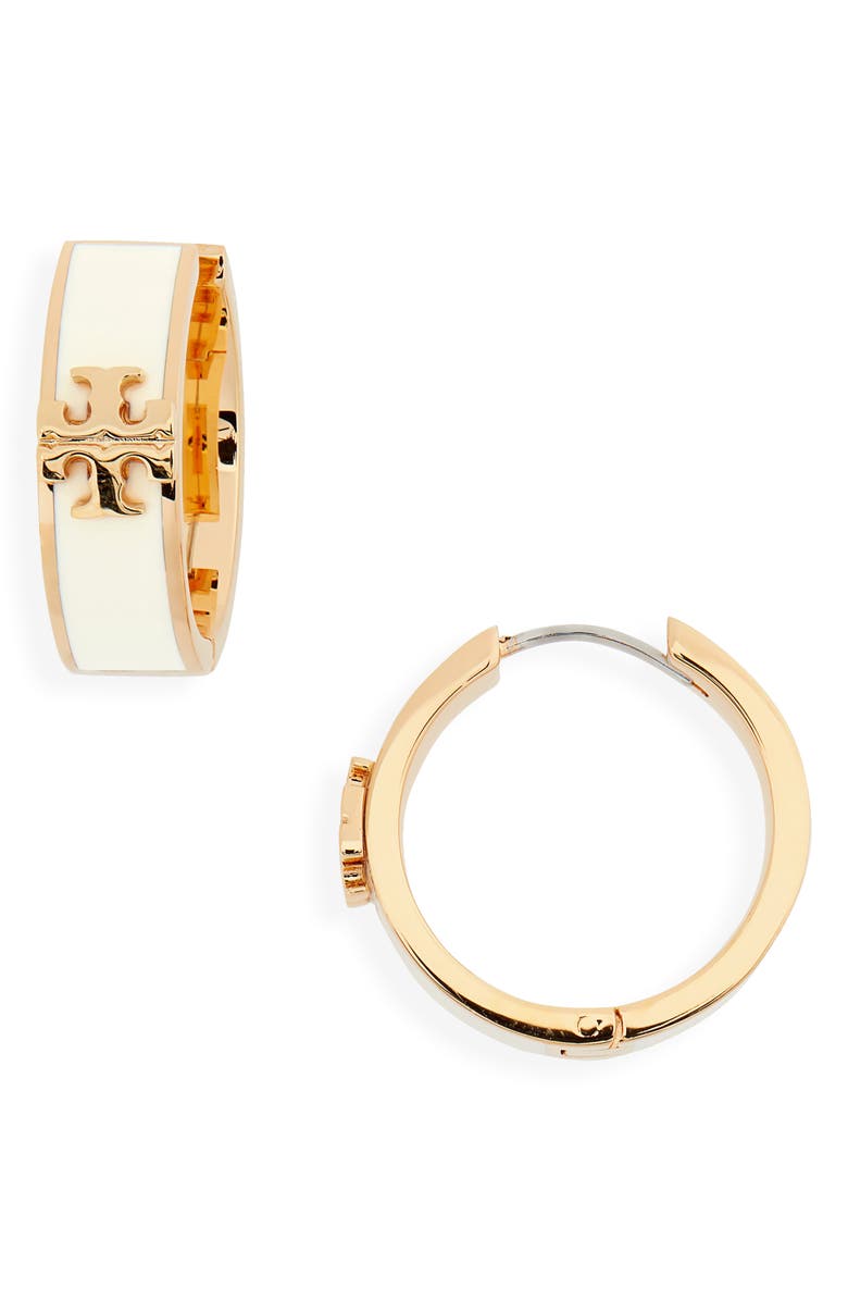 Tory Burch Kira Enamel Huggie Earrings, Main, color, 