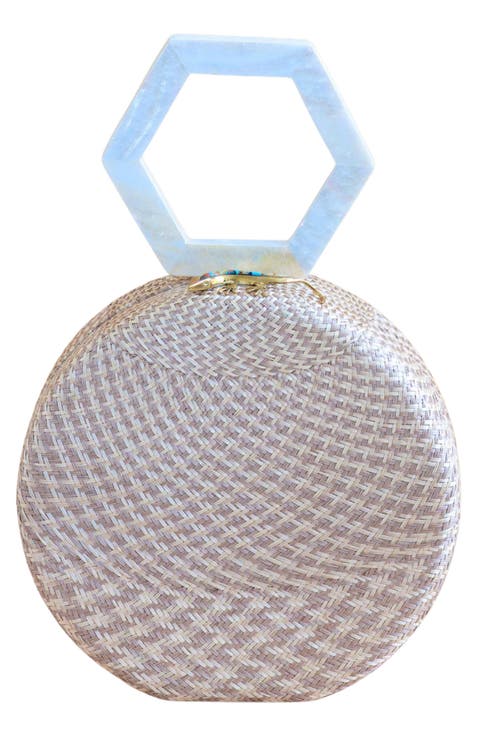 Round Handbag with Mother-of-Pearl Handle