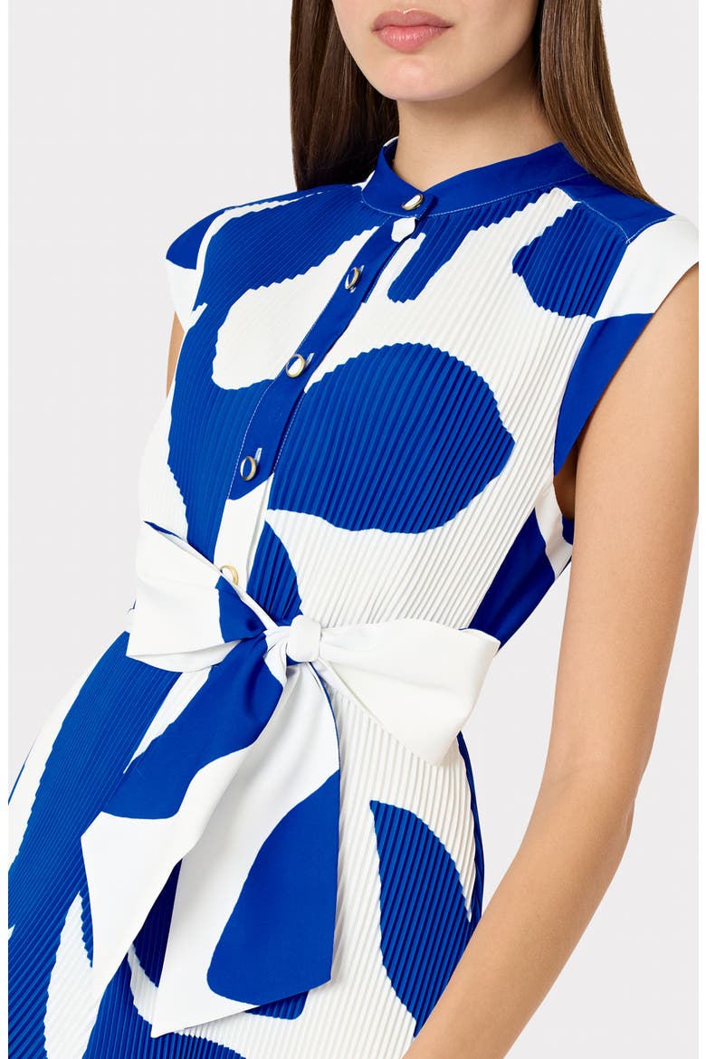 Joan Grand Foliage Pleated Minidress, Alternate, color, BLUE/ WHITE
