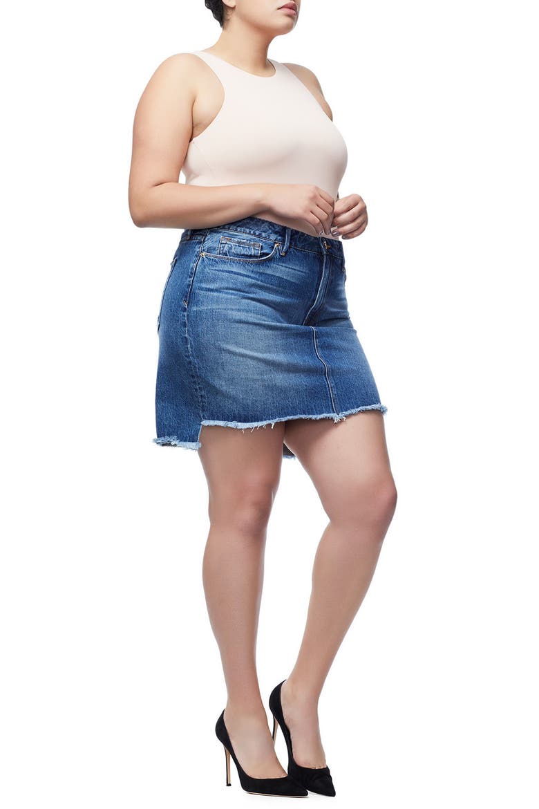 The Stagger Cutoff Denim Miniskirt, Alternate, color, BLUE 172