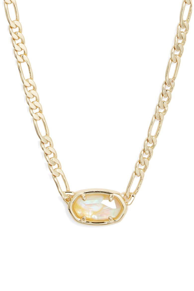 Elisa Mother-of-Pearl Figaro Chain Pendant Necklace, Main, color, GOLD IRIDESCENT ABALONE
