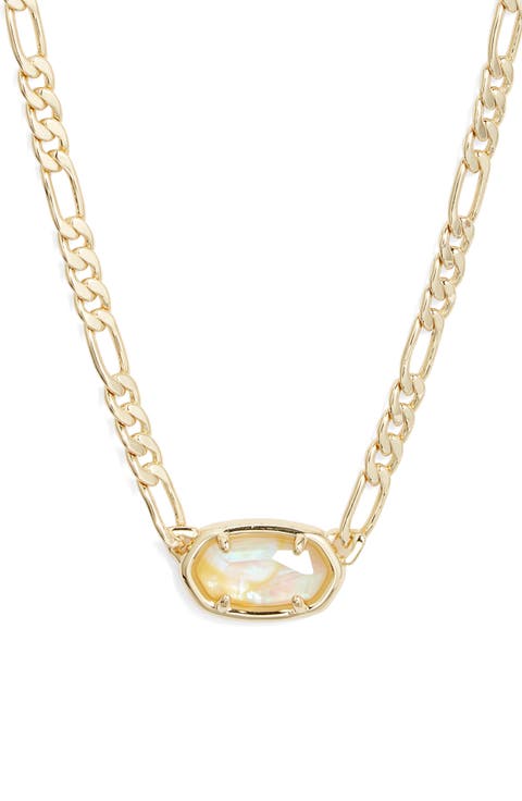 Elisa Mother-of-Pearl Figaro Chain Pendant Necklace