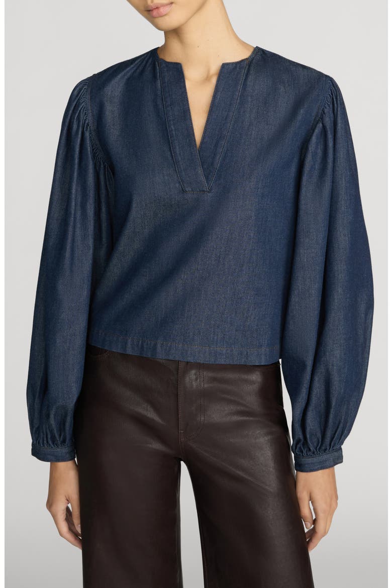 The Poise Split Neck Balloon Sleeve Top, Main, color, RINSE