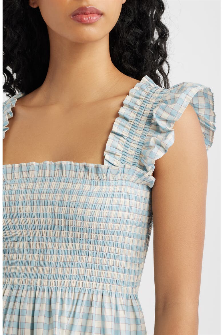 The Nap® Pleated Fit & Flare Minidress, Alternate, color, BLUE/ RED GINGHAM