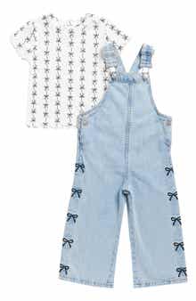 Kids' 2-Piece Denim Wide Leg Overall Set