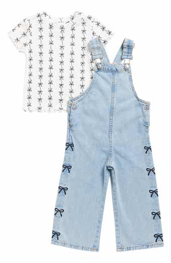 Kids' 2-Piece Denim Wide Leg Overall Set