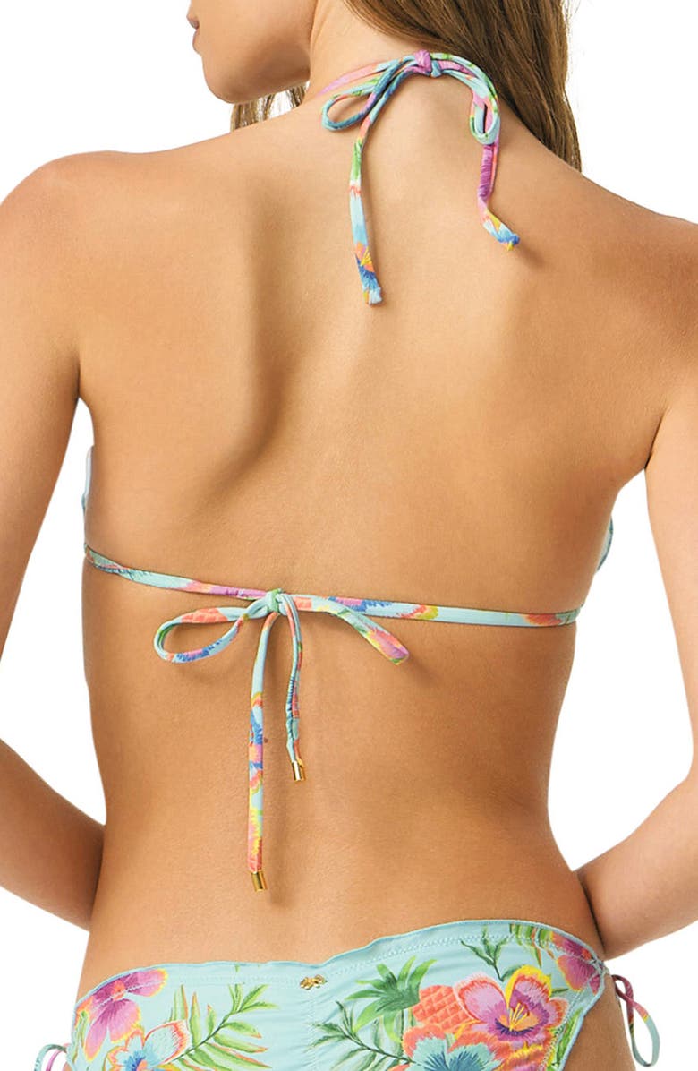 PQ SWIM Beaded Lettuce Edge Triangle Bikini Top, Alternate, color, Solana