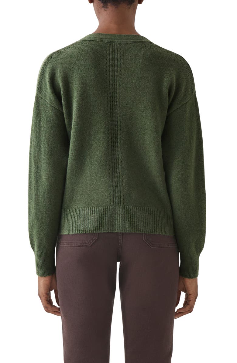 LK Bennett Pami Lambswool Cardigan, Alternate, color, Dark Khaki