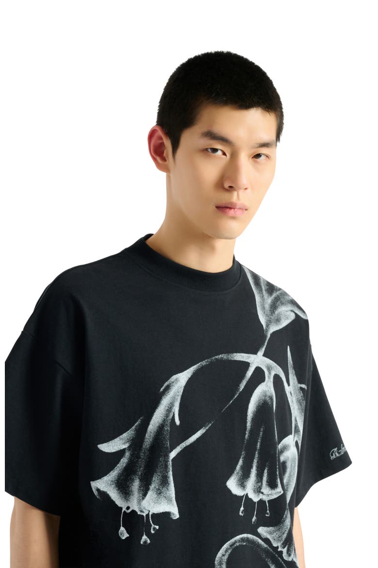 Printed Balmain Flower T-Shirt, Alternate, color, black