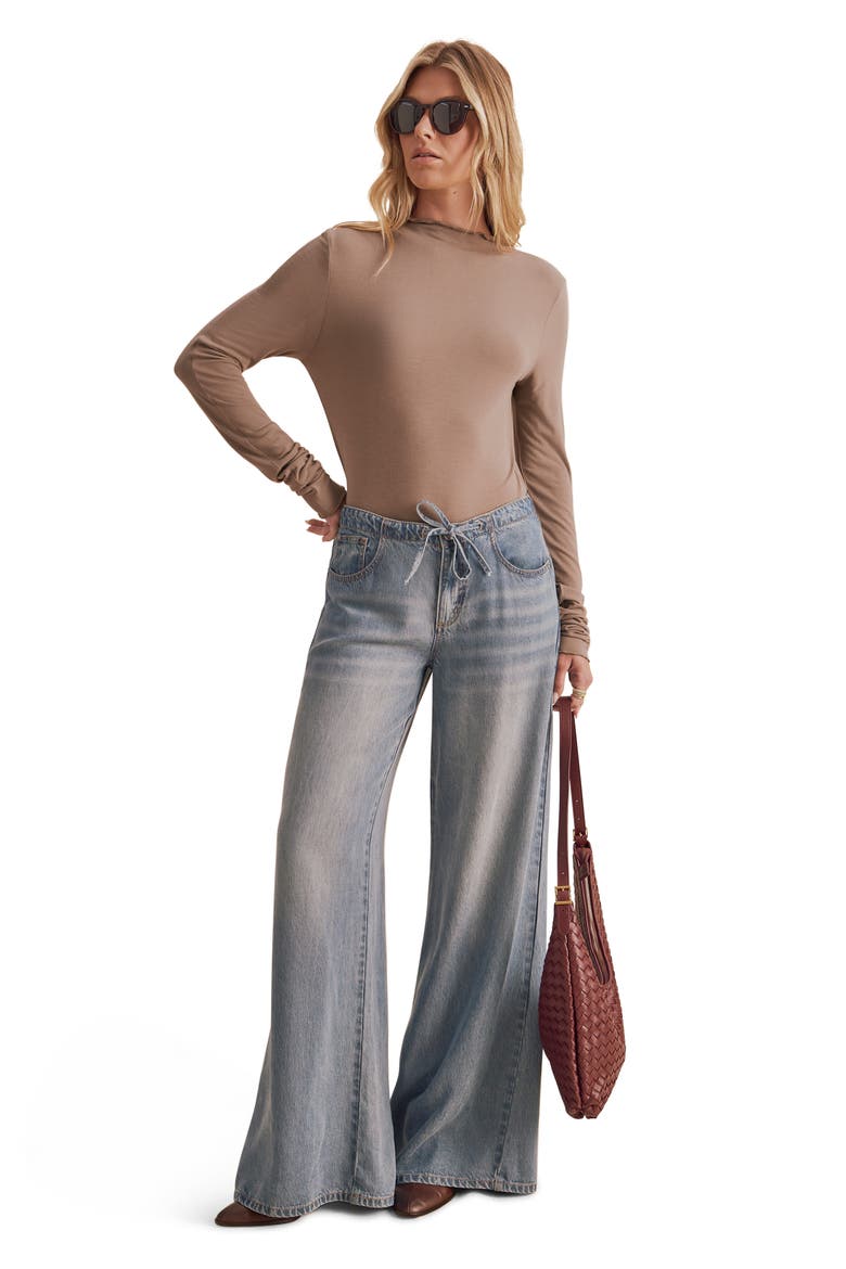 Bamboo Long Sleeve Mock Neck Top, Alternate, color, TAUPE
