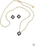 Laura Ashley Clover Stud Earrings & Pendant Necklace Set