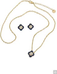 Laura Ashley Clover Stud Earrings & Pendant Necklace Set