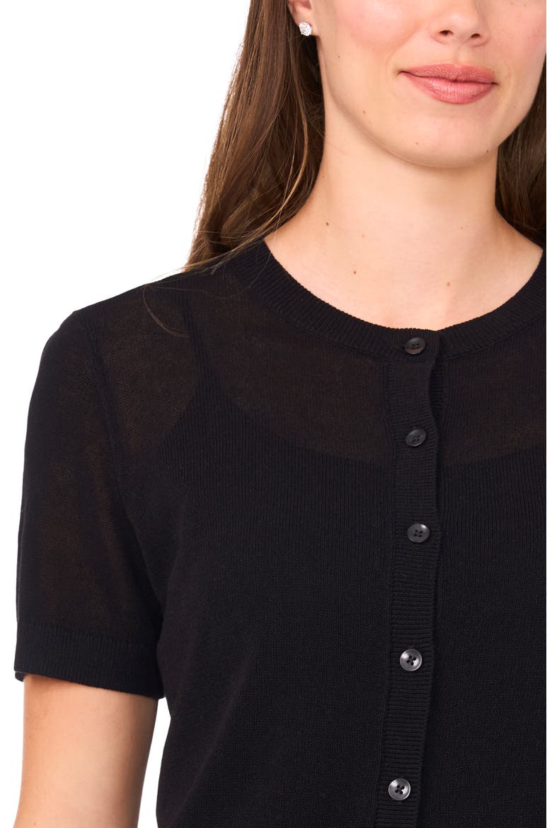 Short Sleeve Button-Up Sweater, Alternate, color, RICH BLACK