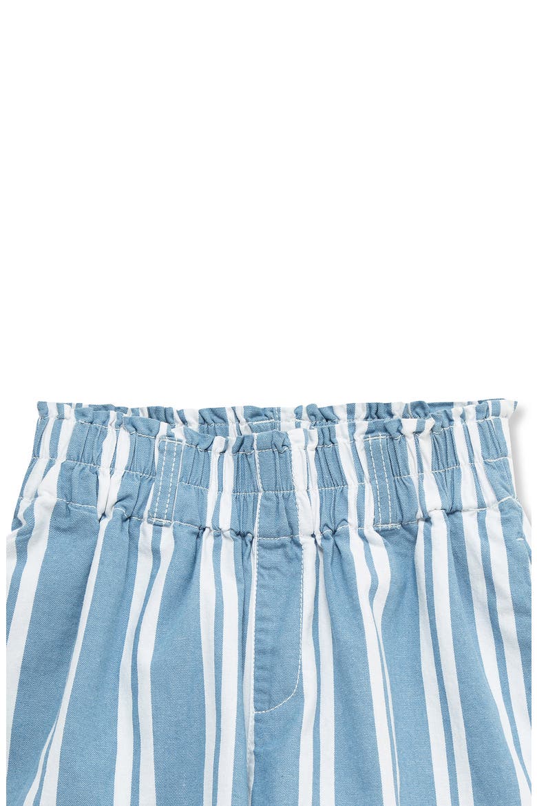 Kids' Stripe High Waist Paperbag Shorts, Alternate, color, DENIM