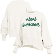 PRESSBOX Women's Pressbox Cream Miami Hurricanes Oversized Chelsea Waist Length Pullover Sweatshirt