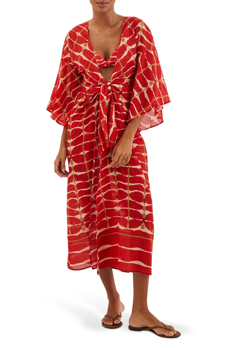 ViX Paula Hermanny Agni Perola Cotton Cover-Up Dress, Main, color, 
