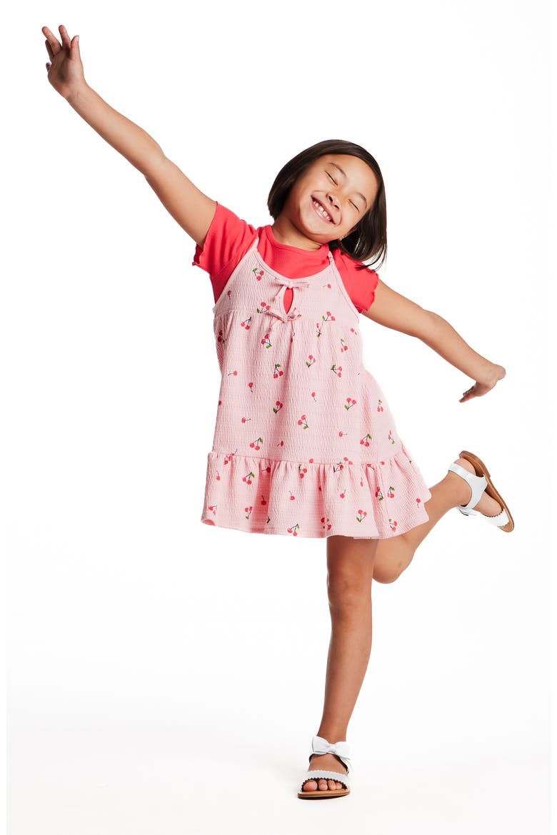 Kids' Cherry Print Tank T-Shirt Dress, Alternate, color, PINK CHERRY